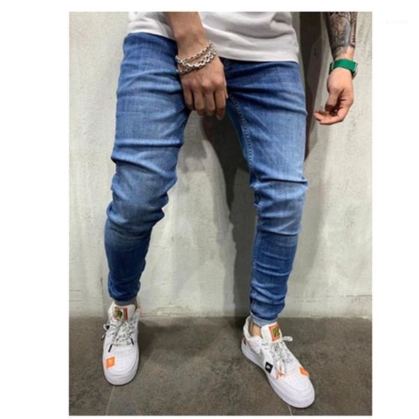 

2021 autumn new men jeans black classic fashion designer denim skinny jeans men's casual jogging; pencil pants1, Blue