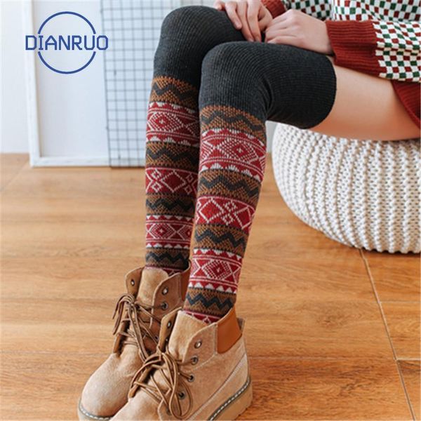 

dianruo new autumn winter women's knee length fashion embroidery wool high socks boot gaiters covers q398, Black;white