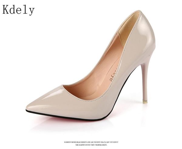 

plus size 34-40 new patent leather wonen pumps fashion office shoes women high heels shoes women's wedding party, Black