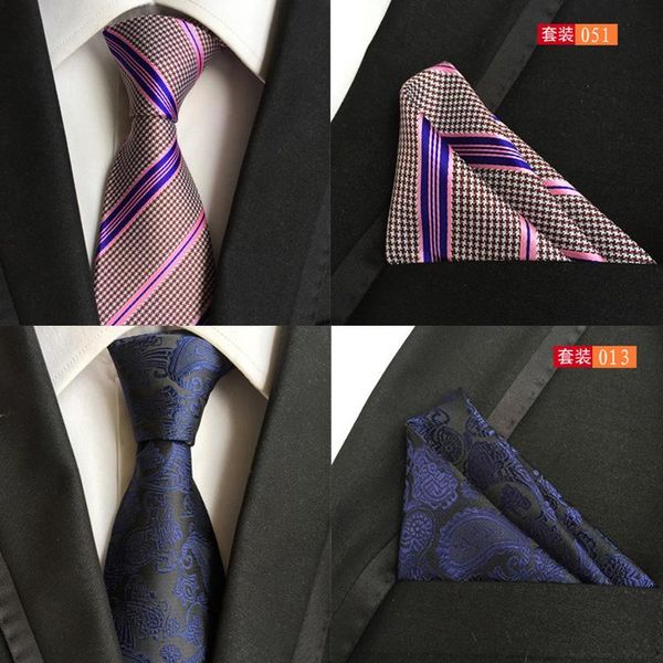 

ricnais mens tie striped tie set 8cm silk neck ties handkerchief set fashion red paisley neck ties for man business wedding, Black;gray