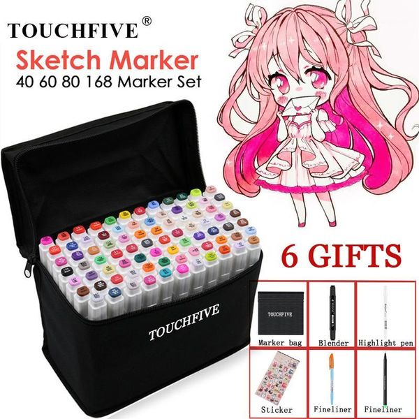 

touchfive marker 30/40/60/80/168 colors art marker set oily alcohol based sketch markers pen for artist drawing manga animation1