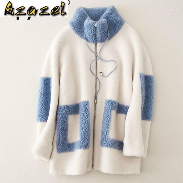 

real fur coat wool jacket autumn winter coat women clothes 2020 korean vintage suede lining sheep shearling fur 068-120 zt33211, Black