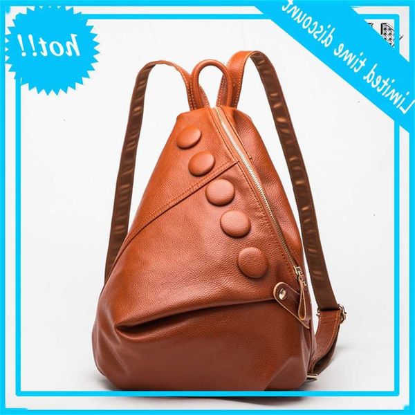 

huada women's new head leather litchi pattern fashion college style backpack
