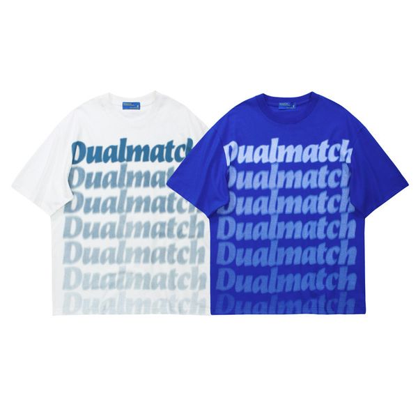 

men's t-shirts summer men's street style round neck shirt fashion couple short sleeve letter printed top, White;black