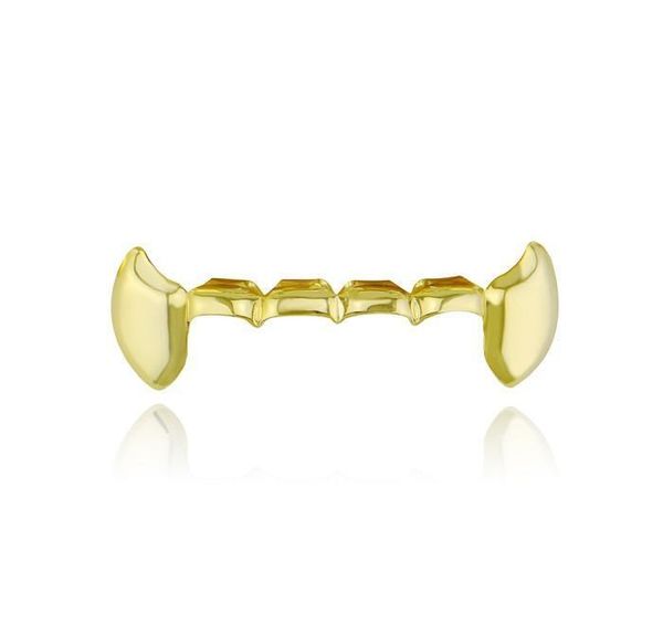 

hip hop smooth grillz real gold plated dental grills vampire tiger teeth rappers body jewelry four colors golden si bbypur nana_shop, Black