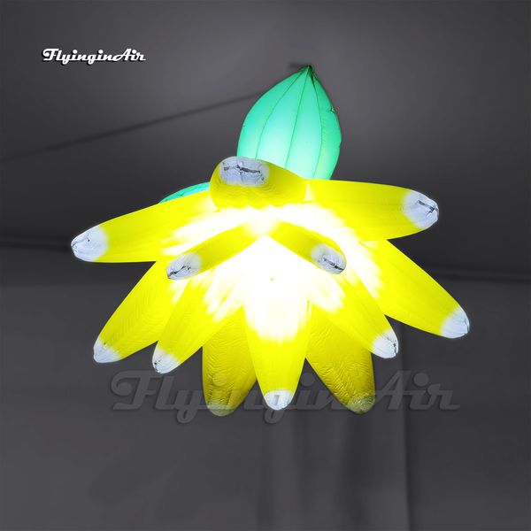 Персонализированное освещение надувной искусственный цветок 2M / 3M Рекламный шар Модель желтого взрыва в цветущий цветок для вечеринки и украшения свадьбы