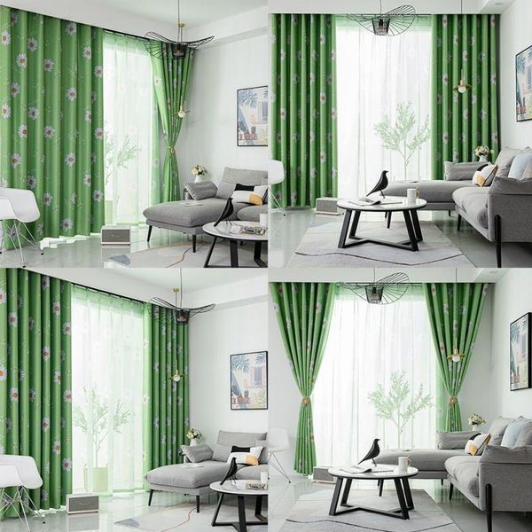 

100*250cm daisy print blackout curtain for living room windows bedroom decoration pastoral style home decoration