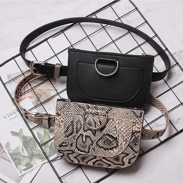 

swdf new women waist pack serpentine bag fanny pack leather chest bag female snake skin belt purse belt bolsa feminina1