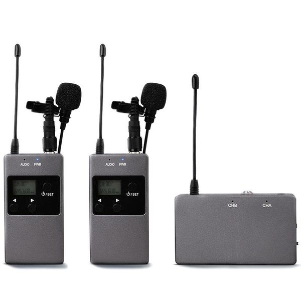 

kw-m01 50-channel uhf professional chargable dual wireless lavalier microphone system for canon 5dii/5diii,6d,camcorder & smartp