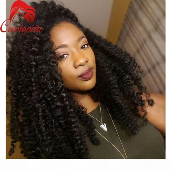 

kinky curly brazilain virgin human hair full lace wigs with natural hairline glueless lace front wig for black women 150density, Black;brown