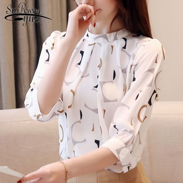 

blusas mujer de moda korean fashion clothing womens blouses shirts ladies chiffon blouse white shirt 2480 50 y200402