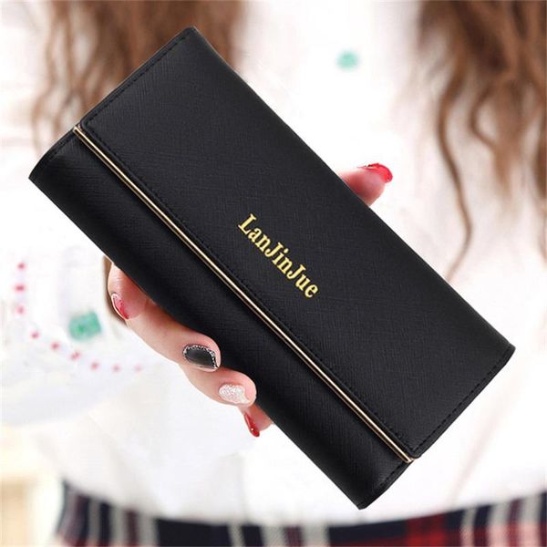 

women's purse pu long wallet large capacity fashion zipper pocket retro lady's hand bag black moneybag hasp, Red;black