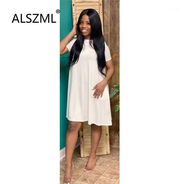 

casual dresses 2021 women fashion simple solid color round neck short sleeves dress pocket special design office lady dress1, Black;gray