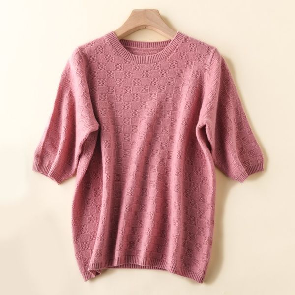 

2021 new 100% wool o-neck blocks women half-moonlight male shirt jumper pullover tee high-end pure merino spring square fr4k, White