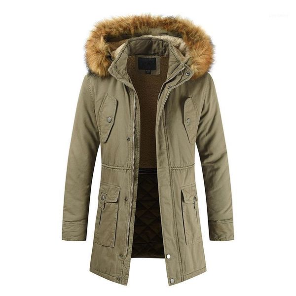 

2019 winter jacket men hooded padded jacket male hooded coat fur hood warm trench tactical bomber army parka l-3xl1, Black