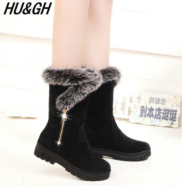 

new winter women's zipper snow boots female comfortable waterproof non-slip boots students upset to keep warm snow 36-41, Black