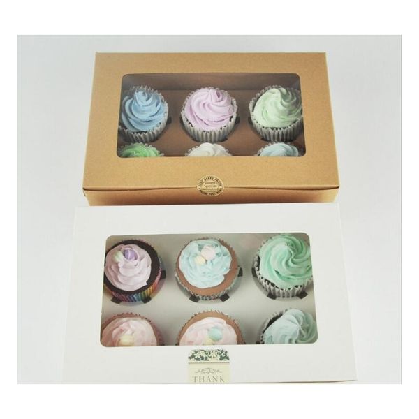 

kraft card paper cupcake box 6 cup cake holders muffin cake boxes dessert portable package box si jlldyn xmh_home