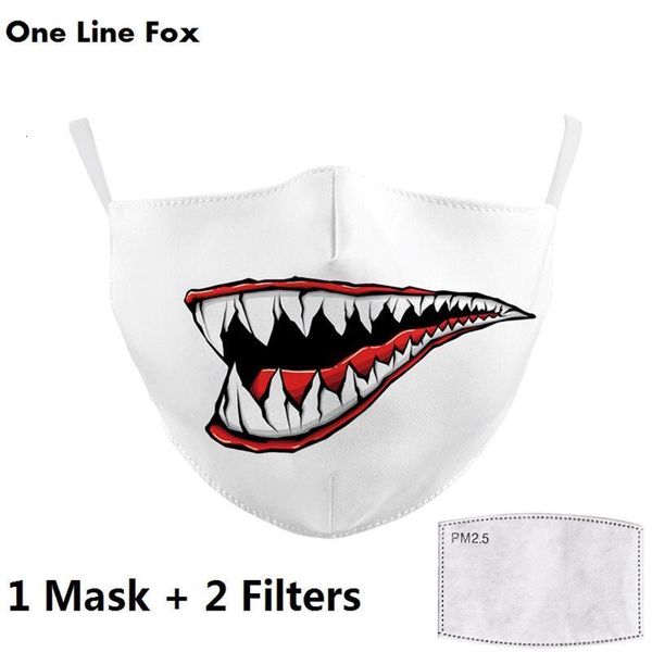 

skull ghost pattem print funny grimace big mouth face mask adults reusable protective pm 2.5 du 6yx2