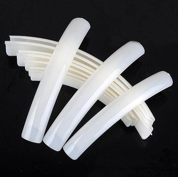 

wholesale acrylic french art tips long sharp false nail clear/white salon artificial long fake display nail 100pcs ing, Red;gold