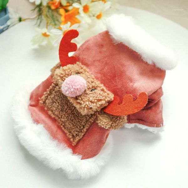 

pet winter clothes warm thickening plush cotton coat christmas elk jacket costume puppy outfit for small dogs1