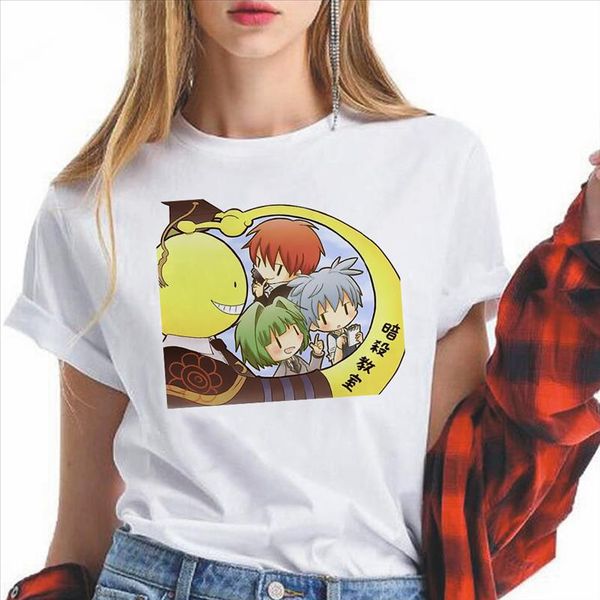 

assassination classroom anime printed t shirts short sleeve harajuku teacher shirt crewneck edgy hipster for women summer, White