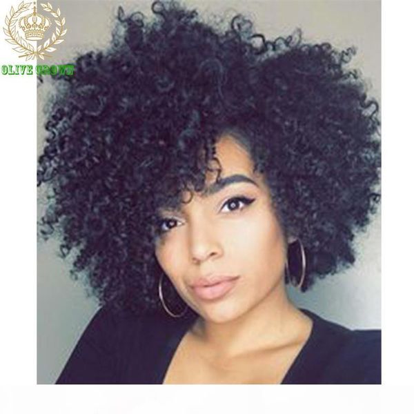 

afro kinky завитые фронта шнурка малазийский волос девственницы glueless полный парик шнурка kinky curl человеческих волос парик с волосами, Black;brown
