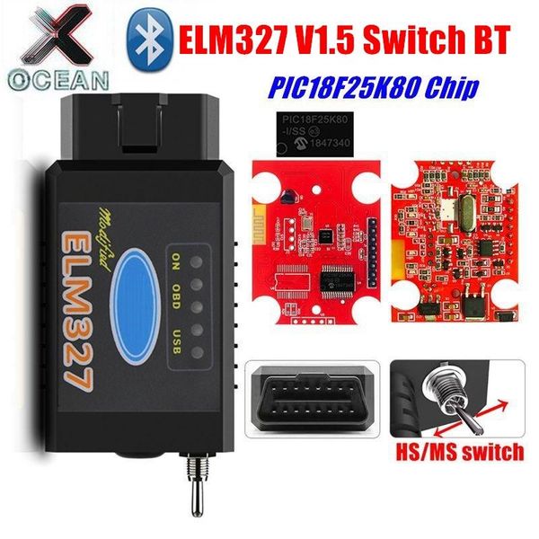

elm327 v1.5 switch bluetooth/wifi with pic18f25k80 chip hs-can/ms-can for forscan elm 327 1.5 obd2 car diagnostic scanner