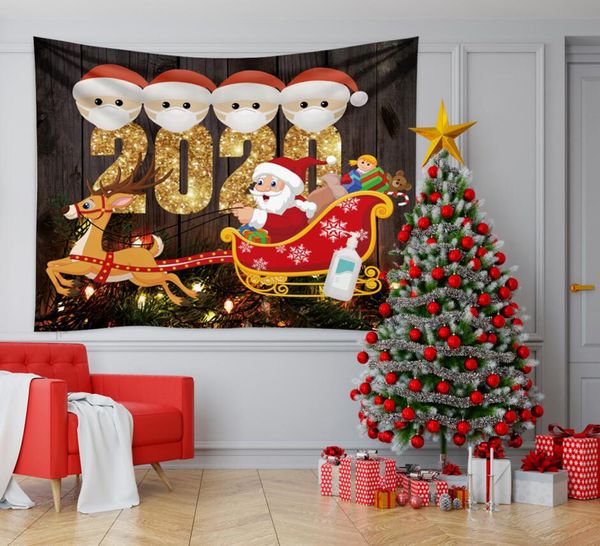 

3 designs 2020 chirstmas гобелен стена одеяло висячие ковер карантин семья выживших мультфильм санта-клауса орнамент украшения e101302