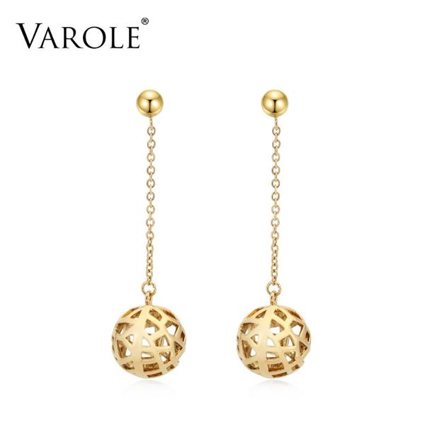 

varole hollow metal balls dangle earring gold color drop earrings for women long earring fashion jewelry brinco, Silver