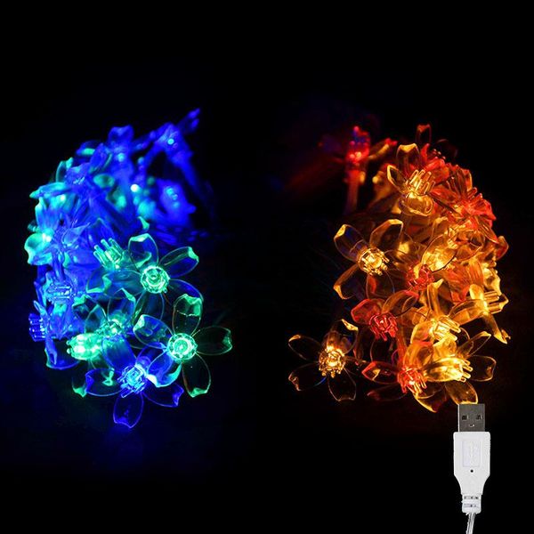 

2m 20leds cherry blossom цветок шнур сид свет сказочные огни крытого открытые свадьбы домашнего украшение usb батарея powered jllxuo