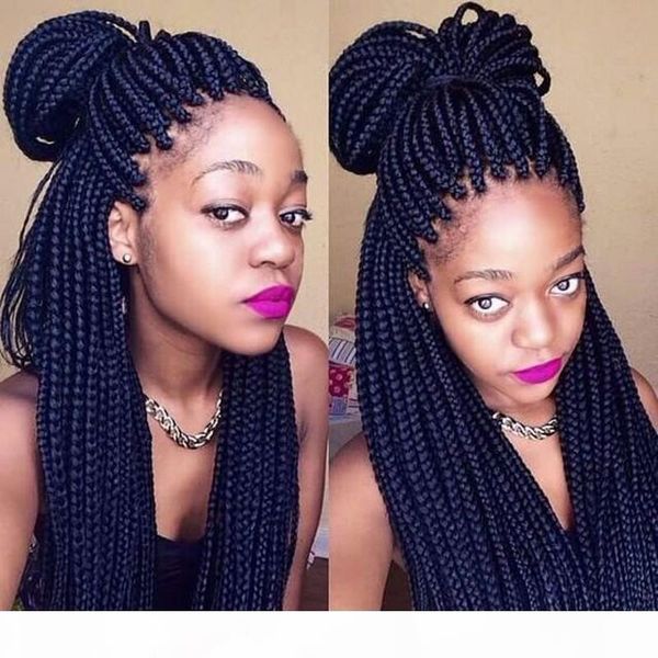 

long black twist braids wig brown blonde synthetic swiss box braided lace front wig wig baby hair for black women