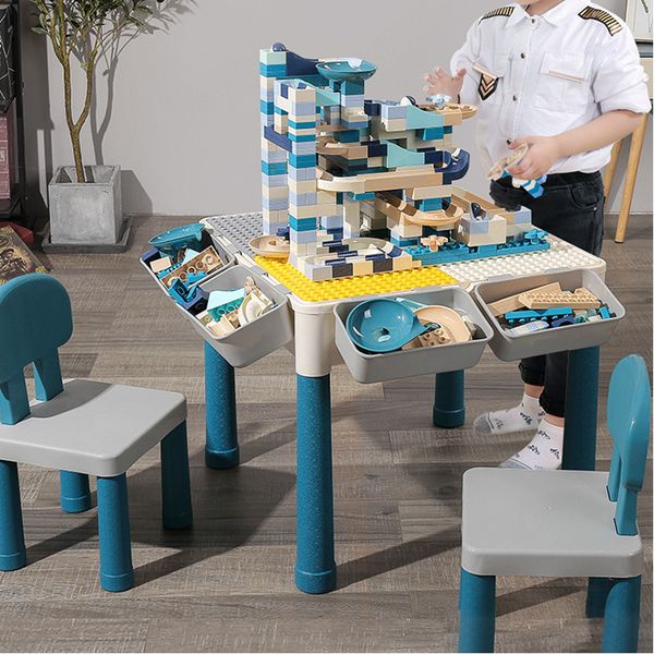 

new multi functions block desk base plate big bricks building blocks study table compatible duploed gift toy for children