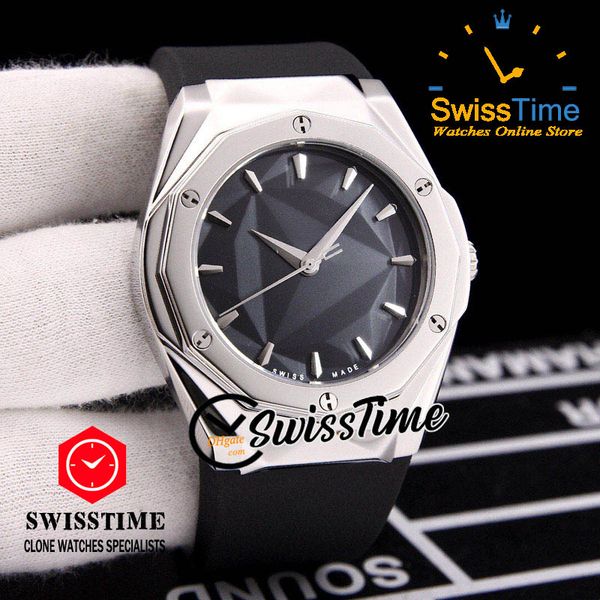 

sale new 45mm miyota 8215 automatic mens watch 3d black dial steel case cnc black rubber strap sport luxury watches sthb swisstime, Slivery;brown