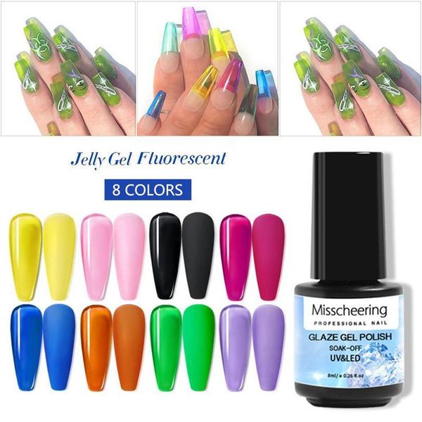 

12ml semi-transparent uv gel nail polish candy colored glaze nail varnish painting hybrid soak off art gel polish, Red;pink