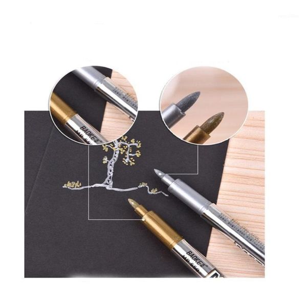 

2pcs metal waterproof permanent paint marker pens sharpie gold silver1, Blue;orange
