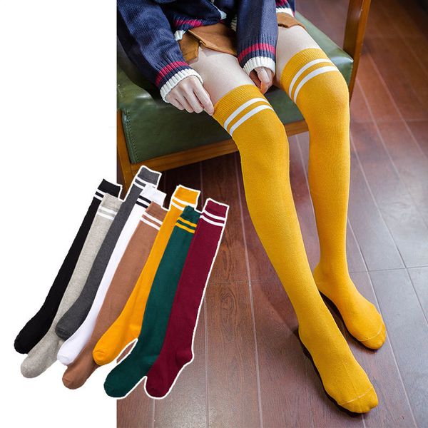 

multicolor fashion school striped warm thighs high knee socks long stockings girls ladies, Red;black
