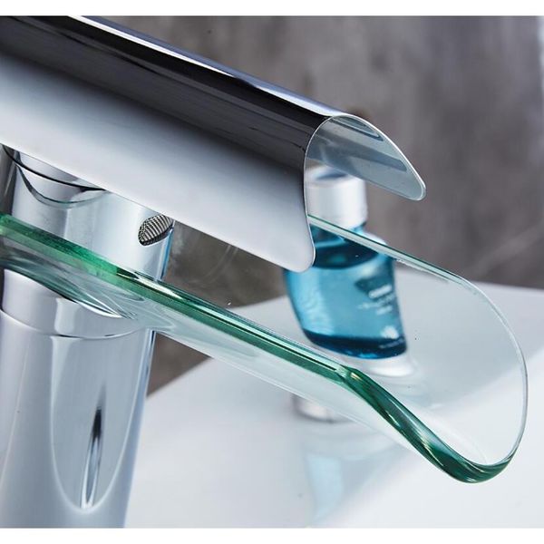 

new glass waterfall brass electroplating faucet bathroom counter basin washing basin and cold mixing jllnxg trustbde
