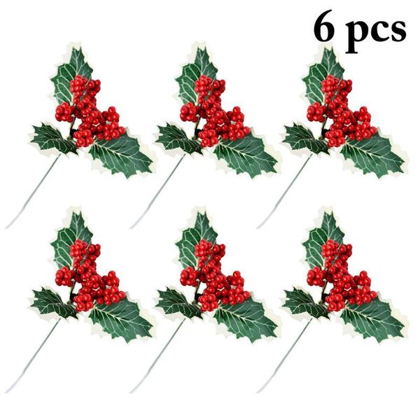 

decorative flowers & wreaths 6pcs artificial flower red pearl stamen berries branch for wedding christmas decoration diy valentine's da