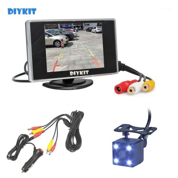

diykit 2in1 car parking system kit 3.5" tft lcd color rearview display monitor waterproof reversing backup rear view car camera1