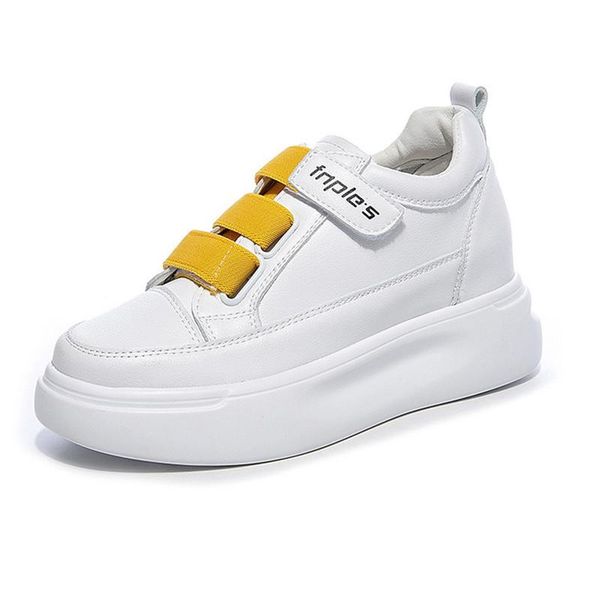 

new women's small white shoes genuine leather round toe platform casual shoes 2020 spring fashion trend color matching sneakers, Black
