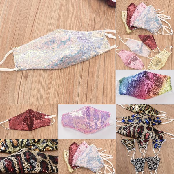 

windproof bling factory outdoor sports anti-dust protective sequins mask for adults washable shiny face cover masks mout pso01