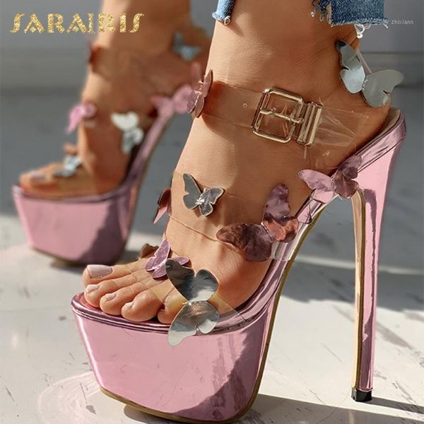 

sarairis 2020 fetish extreme high heels sandals women shoes platform super high buckle strap party wedding bridal pump ladies1, Black