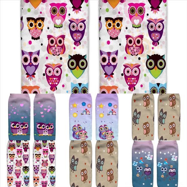 

h2rst women style socksthick wool knit owl soft plaid mens animal print sock warm casual crew socks vintage winter colorful socks, Black