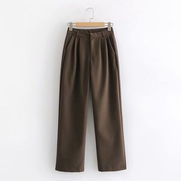

2021 new women's simple fashion can be customized high waist thin wide leg casual suit pants, Black;white