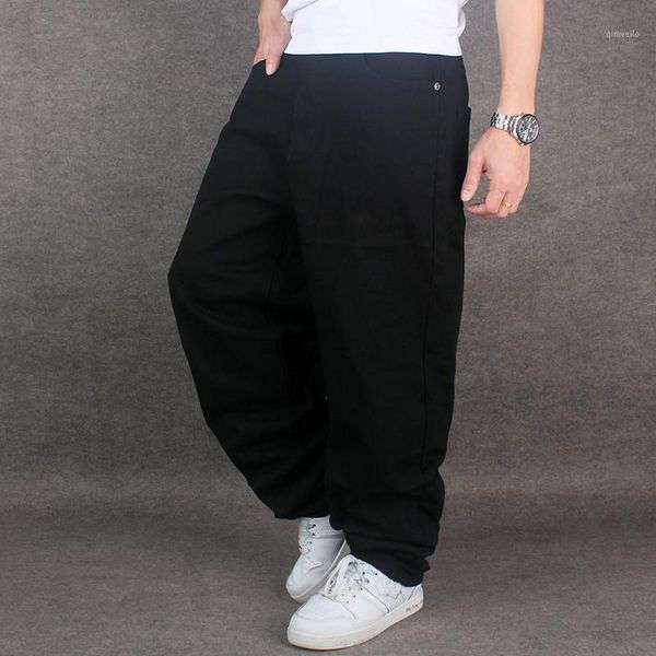 

hip hop baggy jeans black mens denim hip-hop loose pants rap jeans for boy rapper fashion big size 28-46 20211, Blue