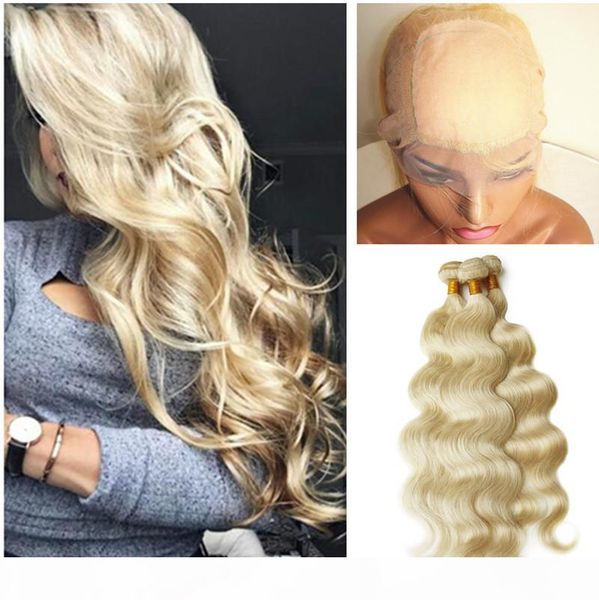 

silk base blonde 360 lace frontal with bundles brazilian human hair lace frontal weave 4*4 silk base 360 closure with body wave hair, Black;brown