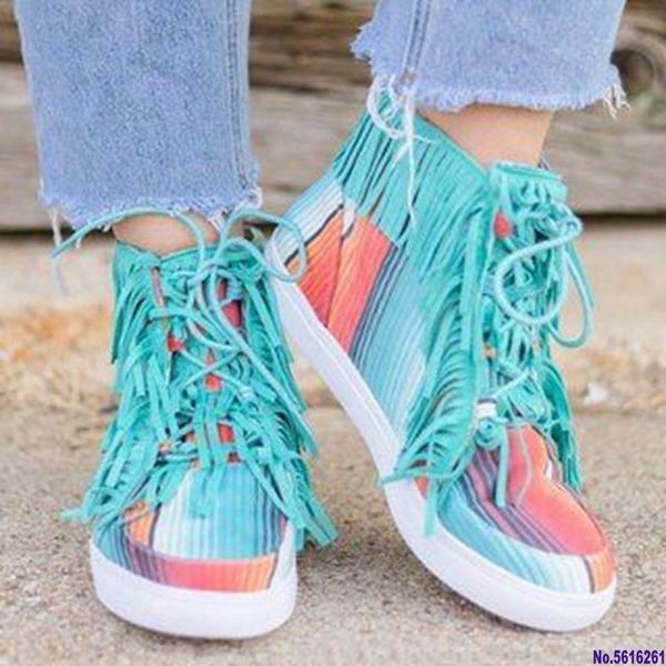 

2020 new dihope classic tassel western cowboy boots women fashion flats shoes lace-up trainers female shoes tenis feminino d1384, Black