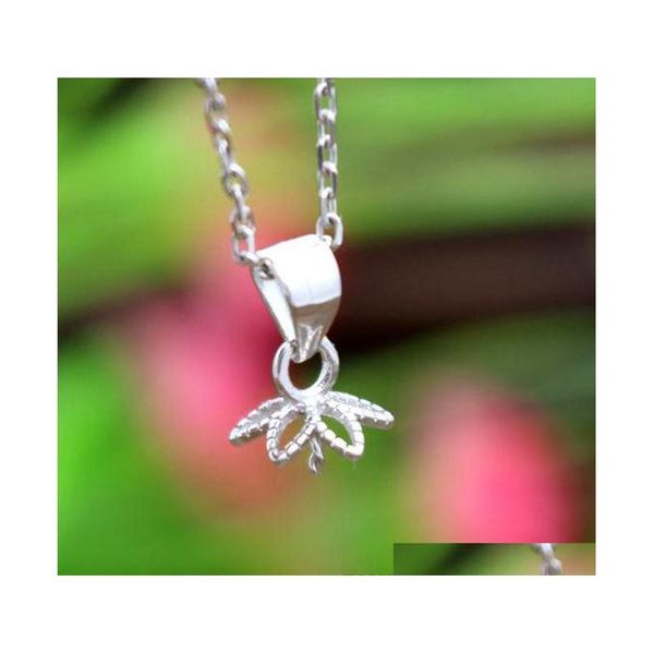 

sterling silver 925 plated white gold 8-12mm pearl or round bead semi mount pendant clasp without necklace 6i9r7