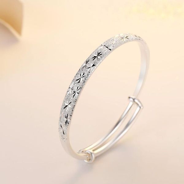 

silver bracelets for women 999 sterling silver bracelets for woman wedding accessories lady fahsion geometric bracelet girl gift, Black