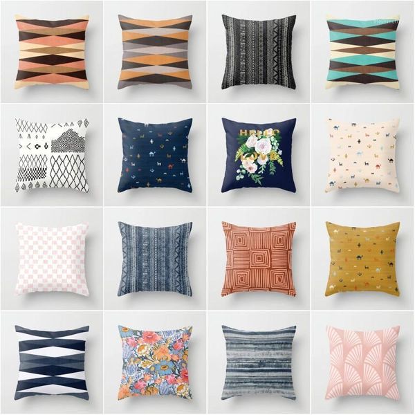 

xunyu vintage geometric pillow case polyester cushion cover office sofa bed house decorative 45x45cm yl0281